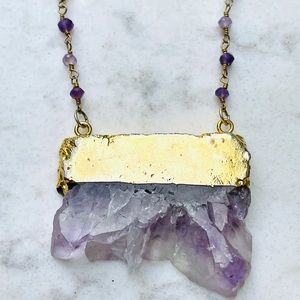 - LUVLEIGH DESIGNS -  Amethyst Slice Necklace - Handmade in CA